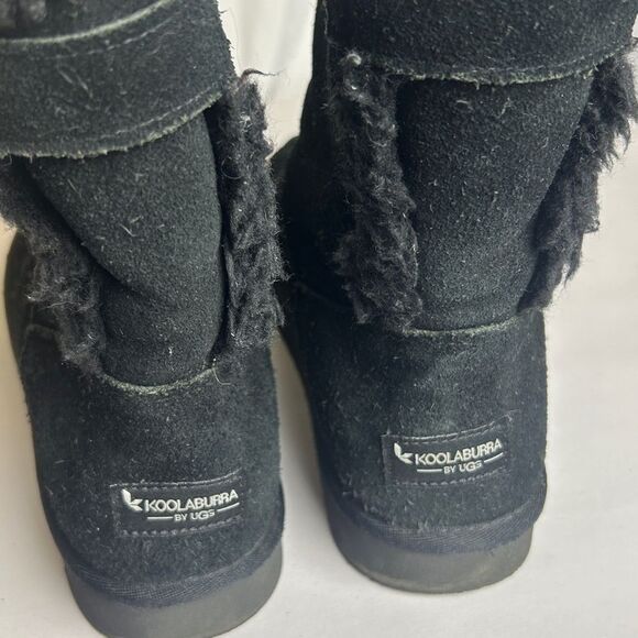 Kookaburra by UGG black leather fleece lined boots size 9 - Picture 2 of 6